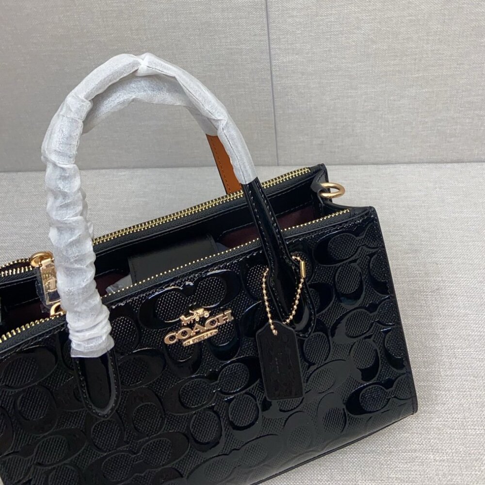 COACH Nina Small Tote Bag Signature Leather CV400 Black NEW - Picture 5 of 6